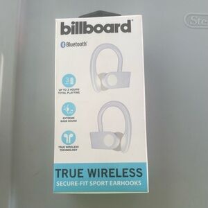 Billboard White True Wireless Bluetooth Secure-Fit Sport Earhooks NEW